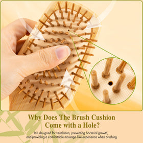 BFWood close-up of rounded bamboo bristles demonstrating gentle detangling benefit