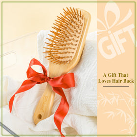 BFWood brush placed on bathroom vanity showing elegant styling and storage benefit
