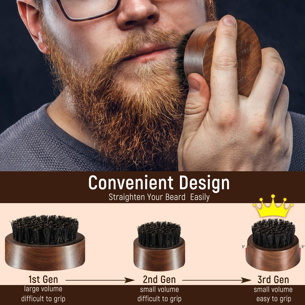 BFWood brushing beard with balm showing even product distribution benefit