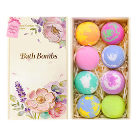 Bgiscaw eight bath bombs arranged by color demonstrating variety and selection