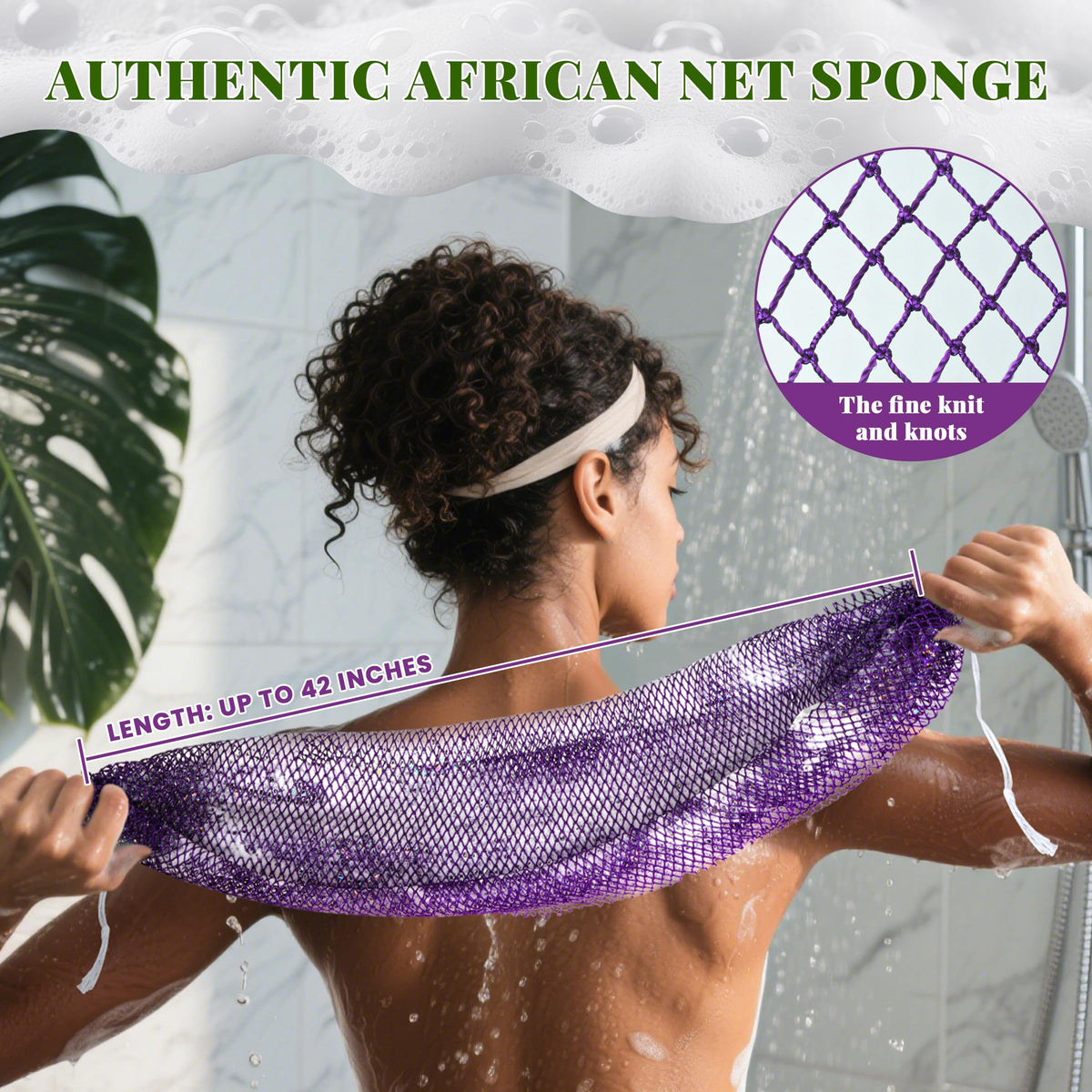 BHYTAKI close-up diamond-knotted net texture for gentle exfoliation