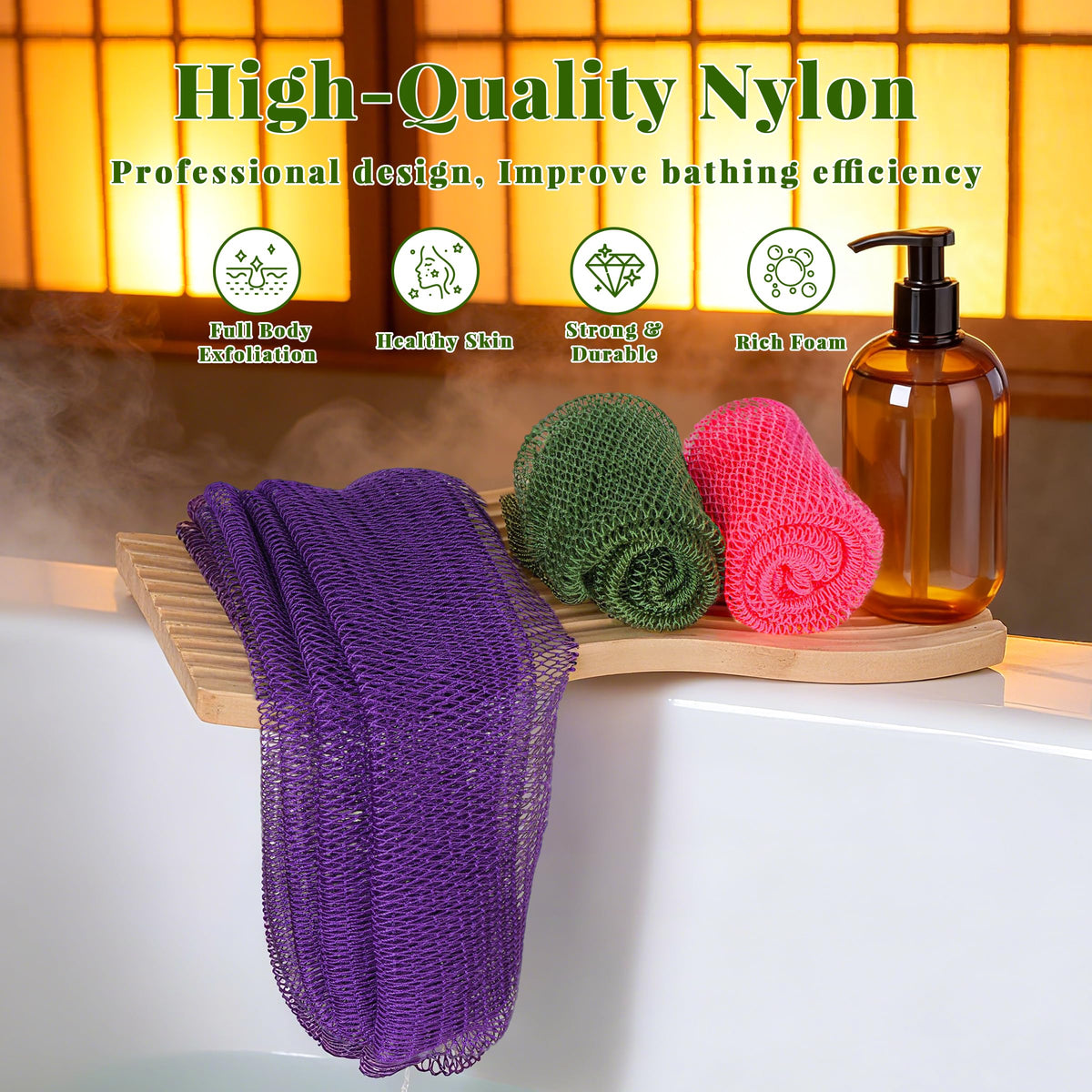 BHYTAKI sponge hanging to dry in shower to prevent odor and bacteria