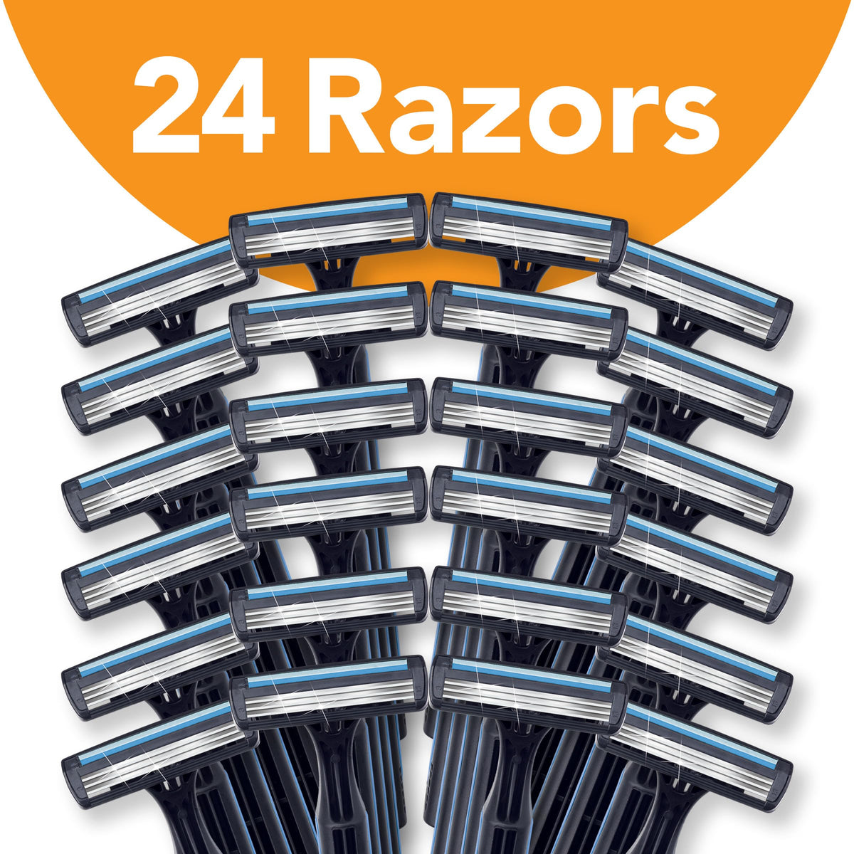 Close-up of BIC Comfort 3 three chromium-coated blades for smooth shave