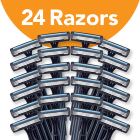 Close-up of BIC Comfort 3 three chromium-coated blades for smooth shave