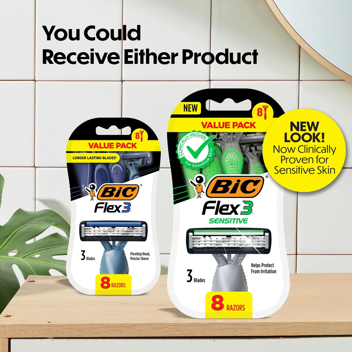 BIC close-up of Flex 3 blades showing three flexible cutting edges