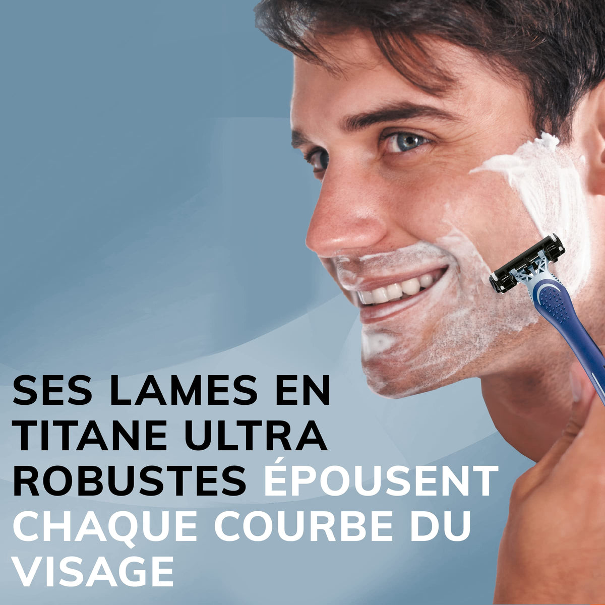 BIC Flex 3 razor on bathroom vanity in lifestyle scene conveying daily grooming use