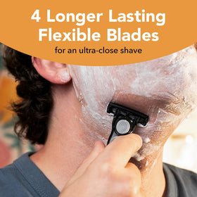 BIC Flex 4 pivoting head angled to follow facial contours comfortably