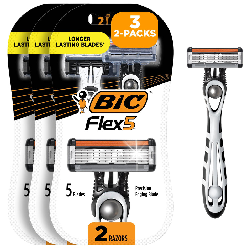 BIC Flex 5 Sensitive front packaging showing 2-pack convenience and features