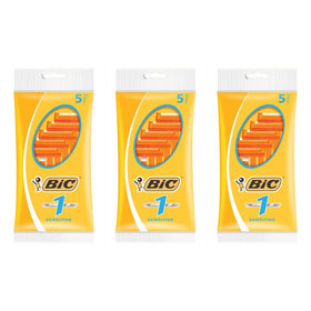 BIC N°1 pouch front showing 5 disposable razors and value packaging benefit