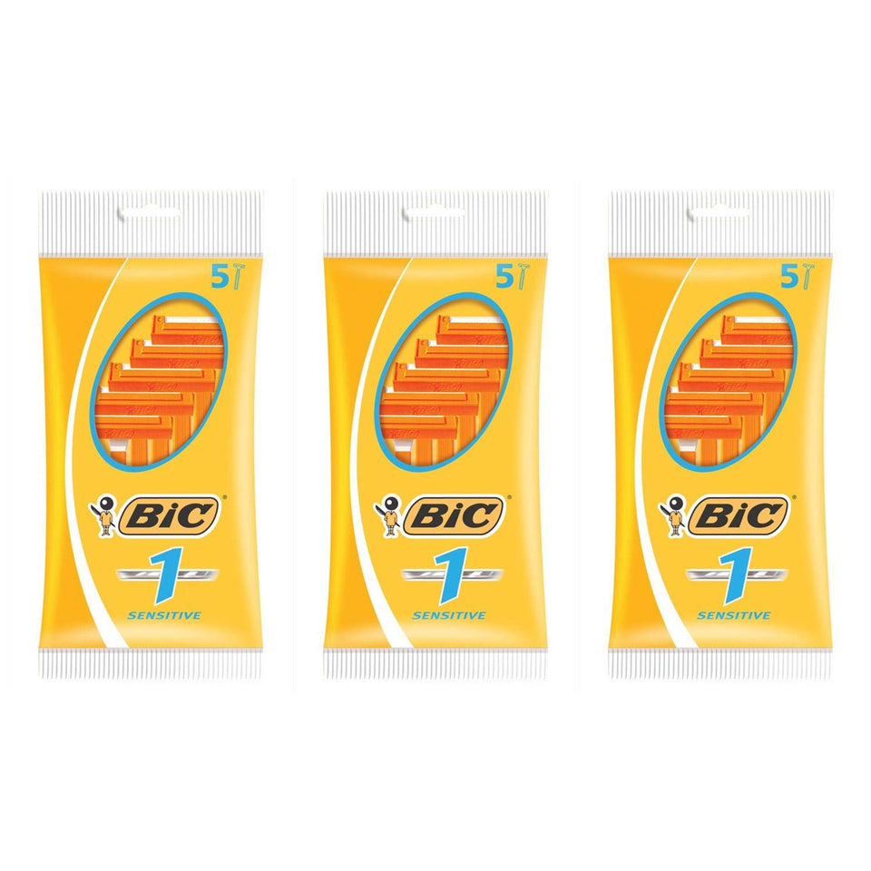 BIC N°1 pouch front showing 5 disposable razors and value packaging benefit