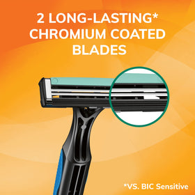 BIC Sensitive 2 lubricating strip close-up with aloe and vitamin E