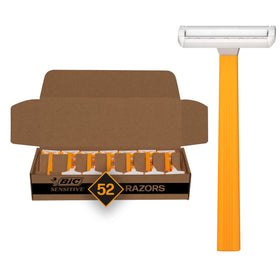 BIC Sensitive front packaging showing 52-count bulk value and convenience