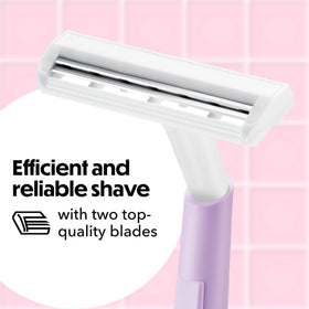 BIC Silky Touch close-up of twin blades demonstrating smooth shave edge