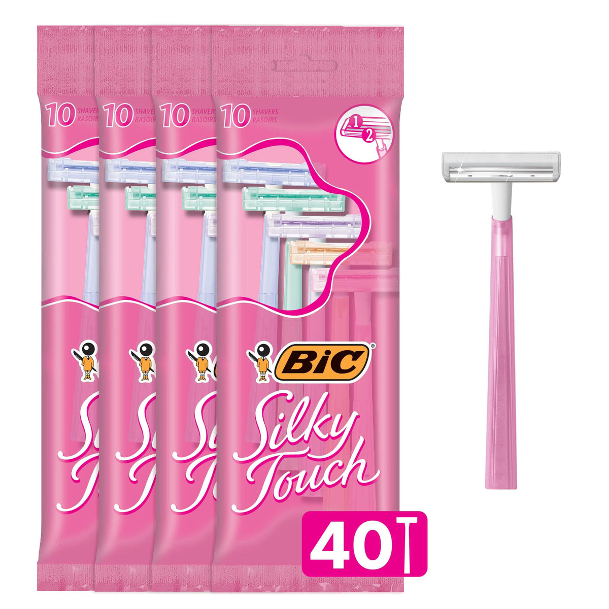 BIC Silky Touch front packaging showing 40-count value for convenience