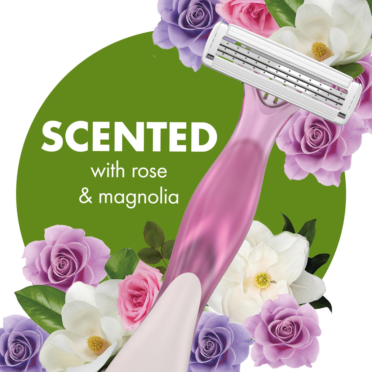 BIC Soleil 3 Escape close-up of three blades demonstrating precise, smooth shaving benefit