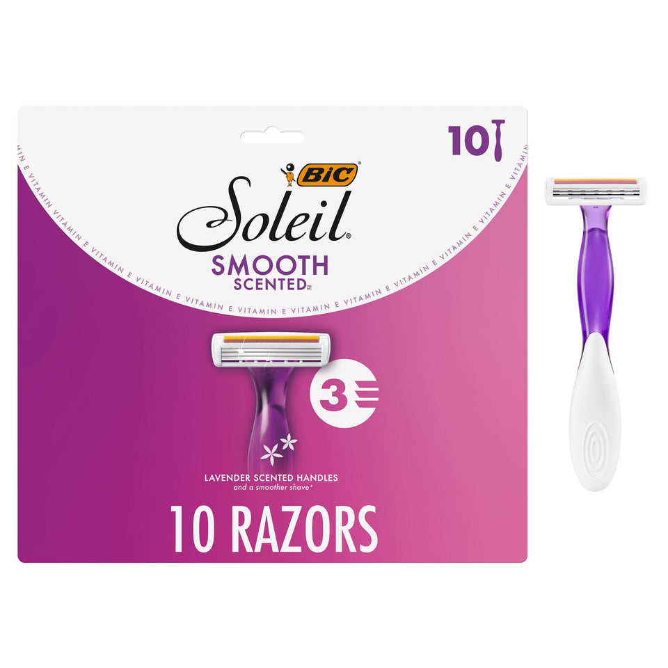 BIC Soleil branded front packaging showing 10-pack and lavender scent benefit
