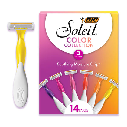 BIC Soleil front packaging showing 14-pack and colorful handles for convenience