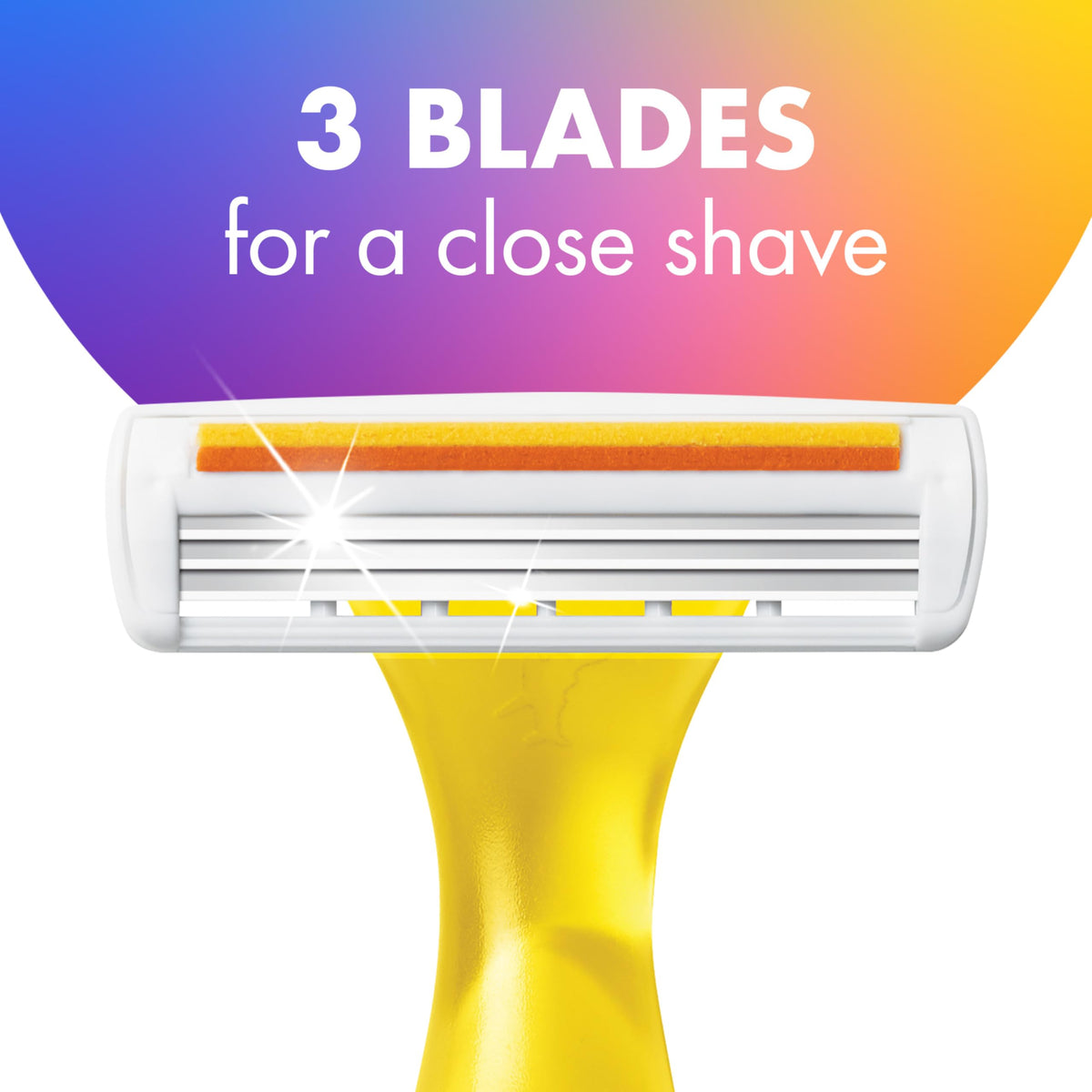 BIC Soleil close-up of three blades demonstrating precise shaving performance