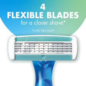 BIC Soleil 4 close-up of four flexible blades for a smoother shave