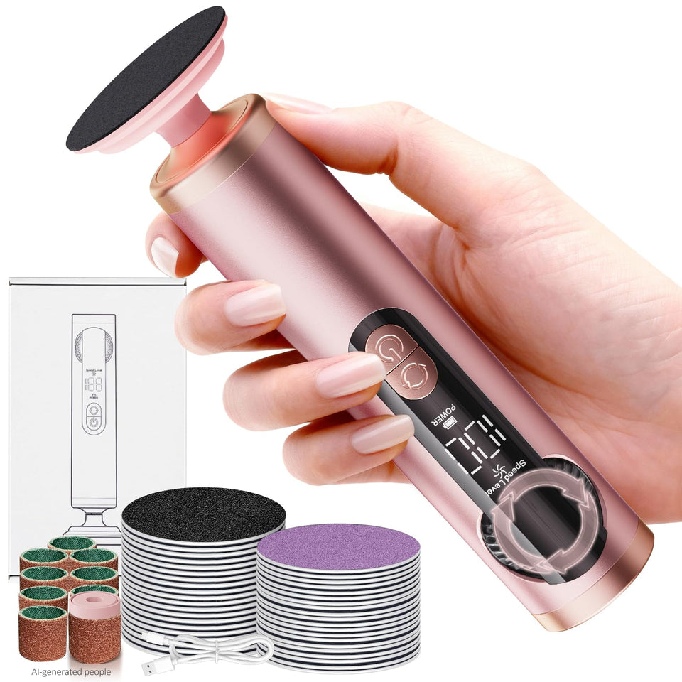 Bicboz front view of electric foot file showing compact design and portability