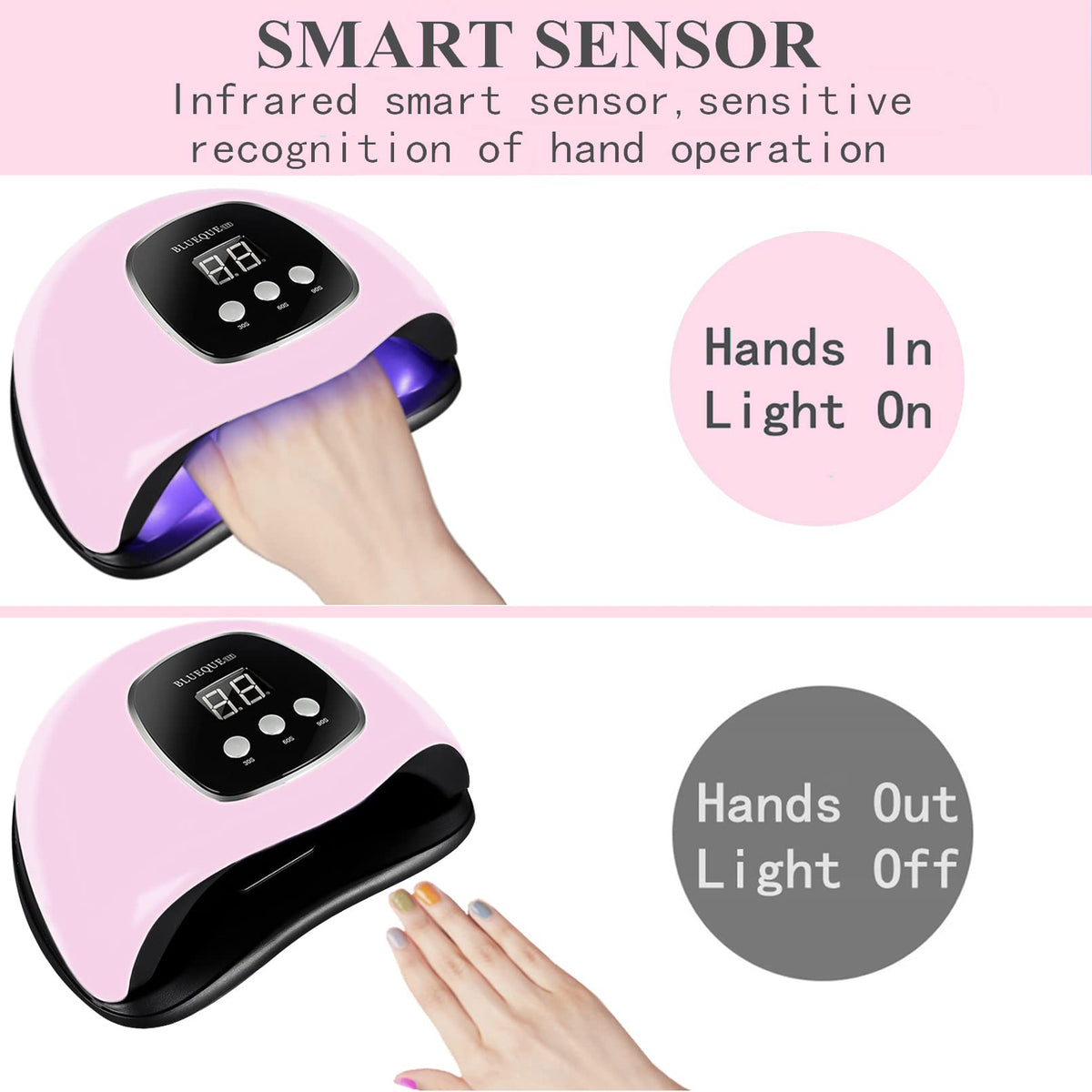 BIGBEAR lamp in use with hand inside activating automatic sensor for convenient hands-free curing