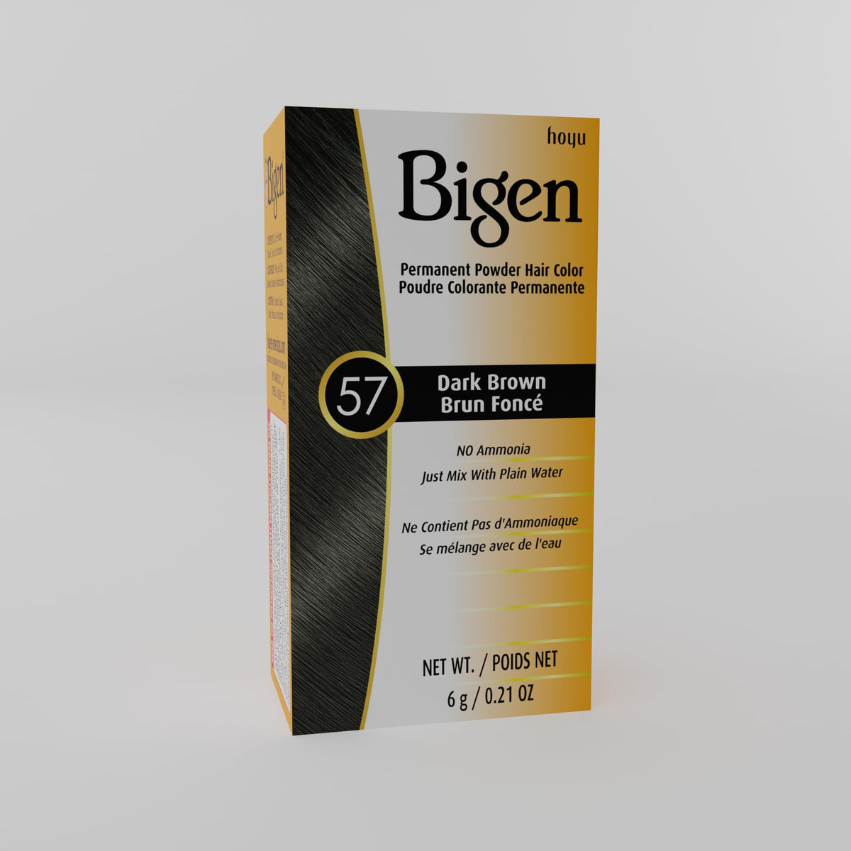 Bigen lifestyle image of woman with dark brown hair showcasing natural finish