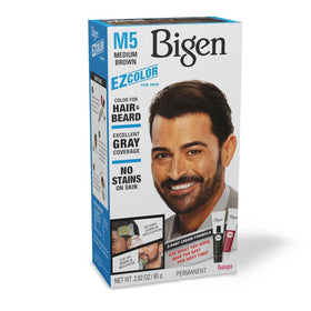 Bigen applied to beard during grooming for natural-looking coverage