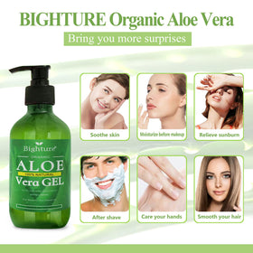 BIGHTURE open jar top view showing smooth aloe gel consistency