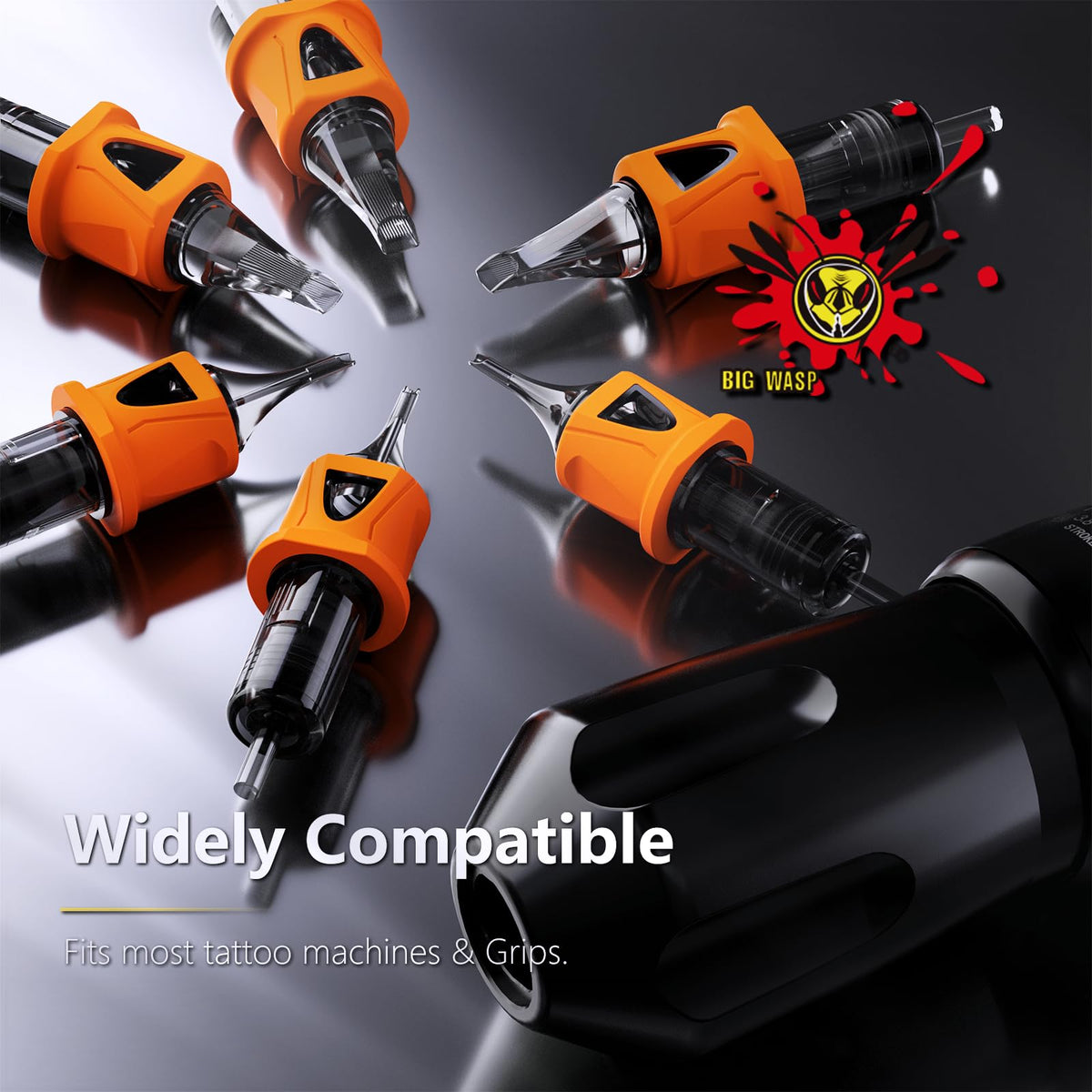 BIGWASP cartridge mounted on rotary machine showing comfortable grip and control