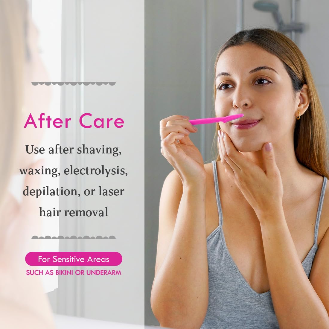 Bikini Zone applied to bikini area demonstrating soothing effect