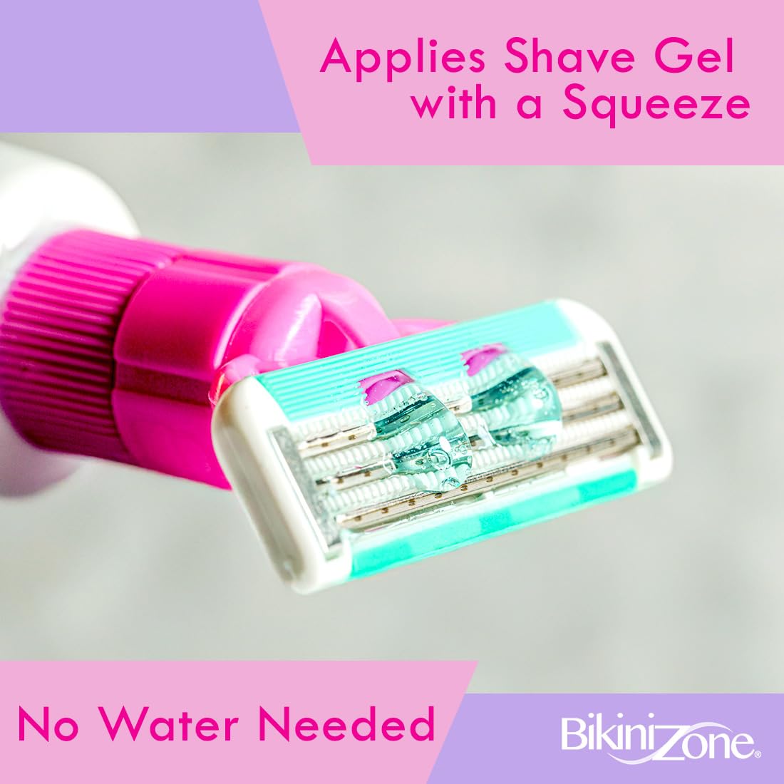 Bikini Zone razor and gel inside a toiletry bag illustrating TSA-friendly travel ease
