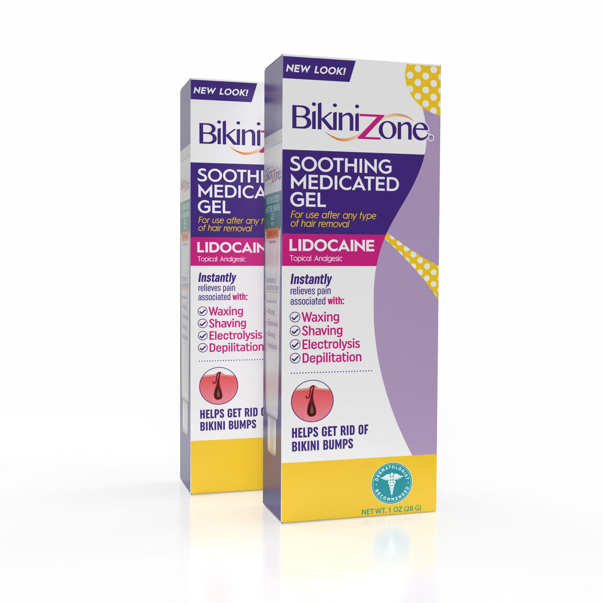 Bikini Zone front packaging showing 2-pack and benefits