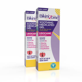 Bikini Zone front packaging showing 2-pack and benefits