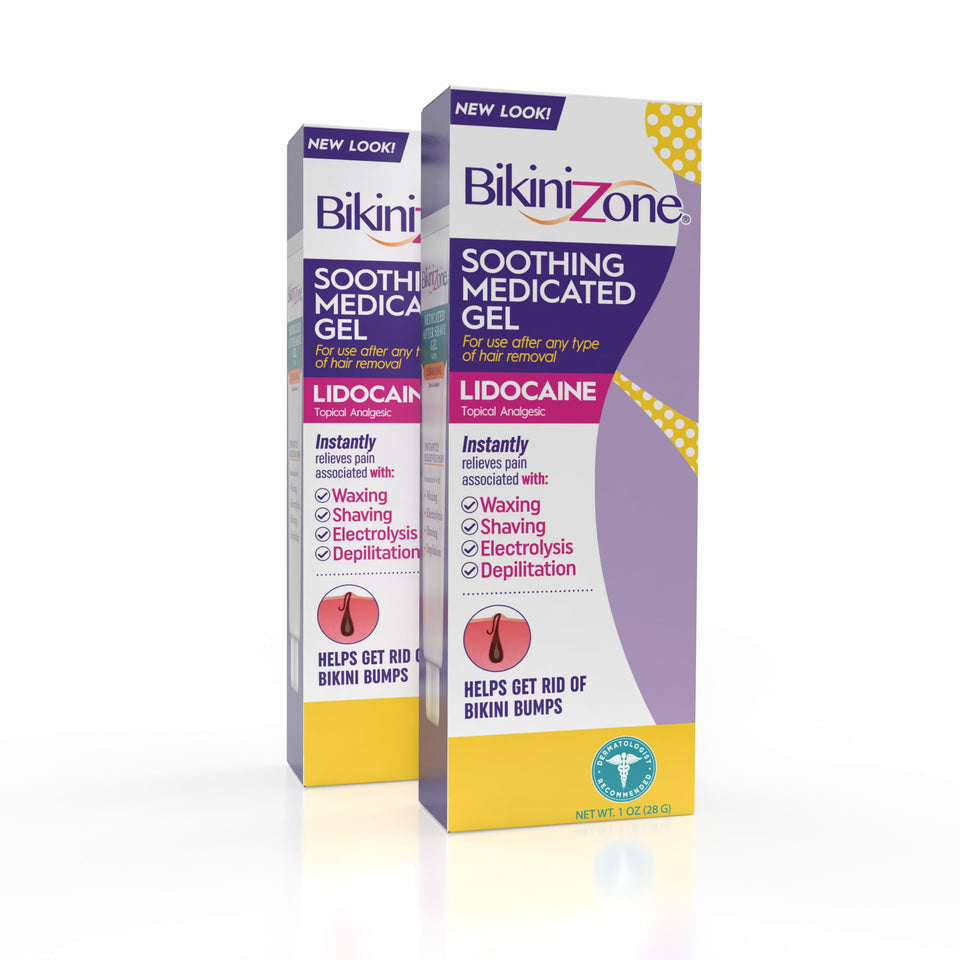 Bikini Zone front packaging showing 2-pack and benefits