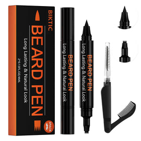 BIKTIC front packaging showing three black beard pens and branding for long-lasting coverage