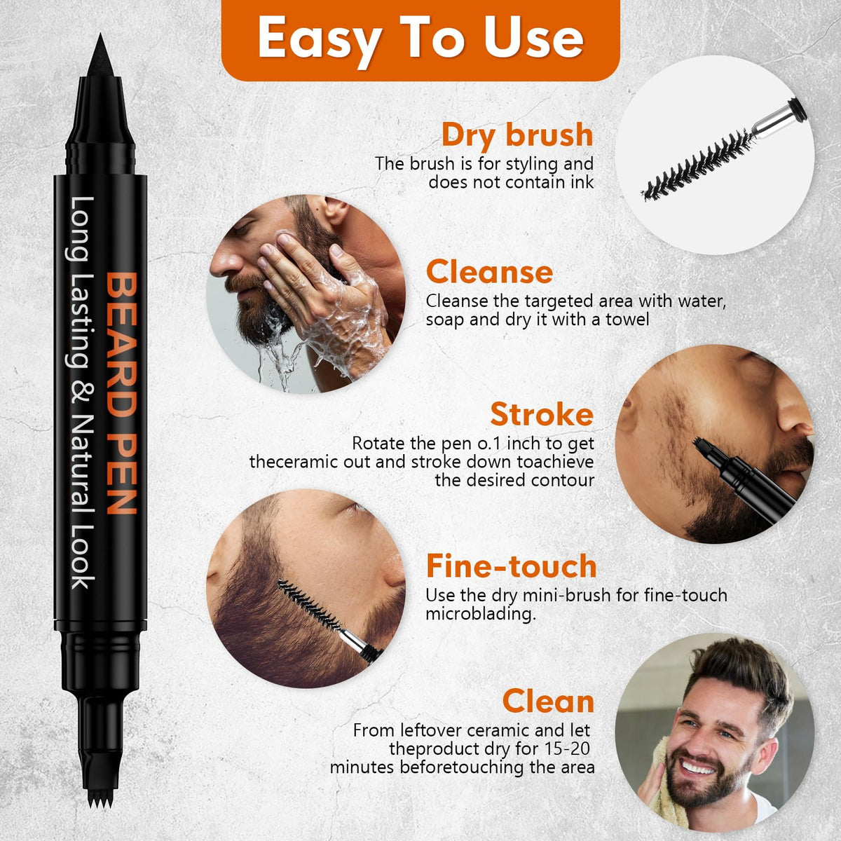 BIKTIC in-use application by man filling beard gaps for a fuller look