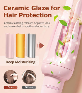 BILITOK ceramic barrel closeup showing glaze surface to reduce frizz and lock moisture