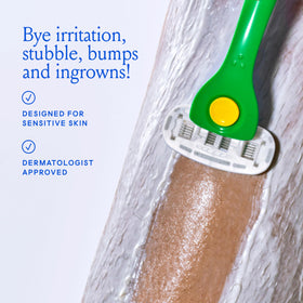 Billie razor with aloe lather highlighting moisturized glide