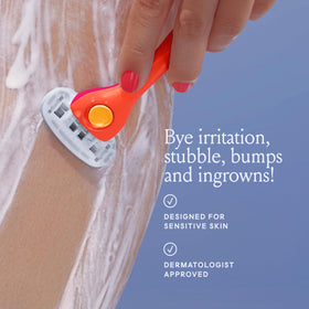 Billie razor creating soothing aloe lather on skin to reduce friction and irritation