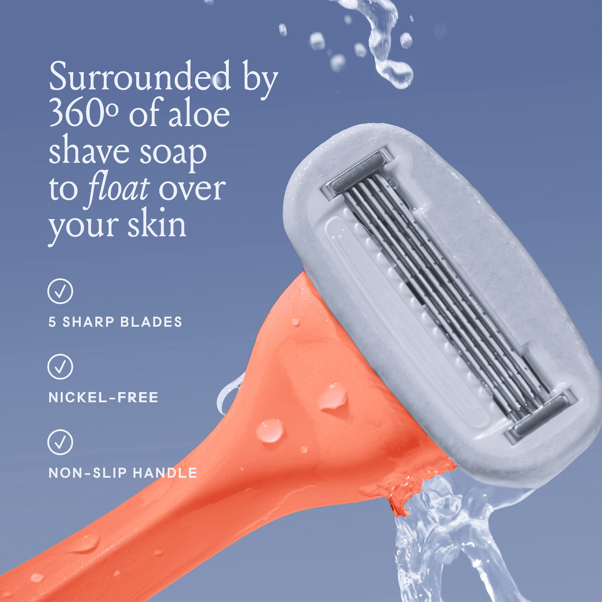 Billie aloe shave soap strip detail illustrating added glide and skin comfort