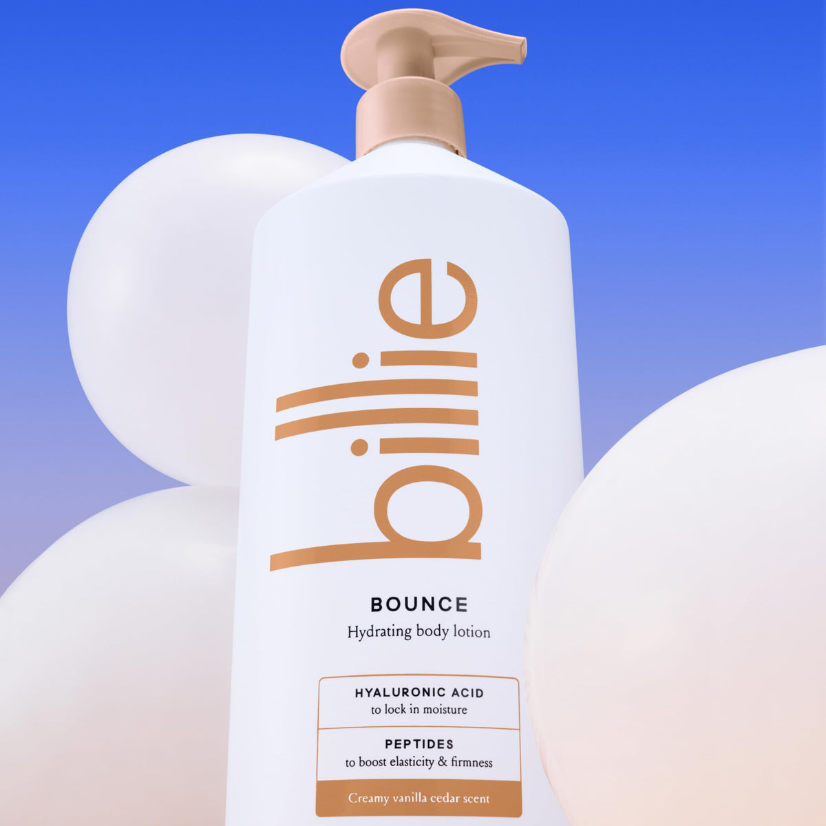 Billie Bounce lotion dollop texture demonstrating lightweight absorbent finish
