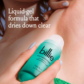 Billie clear dry finish on skin showing non-staining effect and breathable comfort