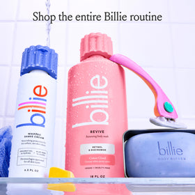 Billie Cotton Cloud scent concept with peony and linen visuals highlighting fresh scent benefit