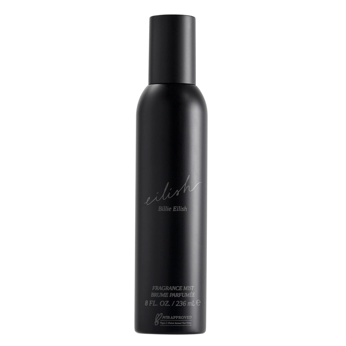 billie eilish front packaging showing gilded bottle and label, elegant display benefit
