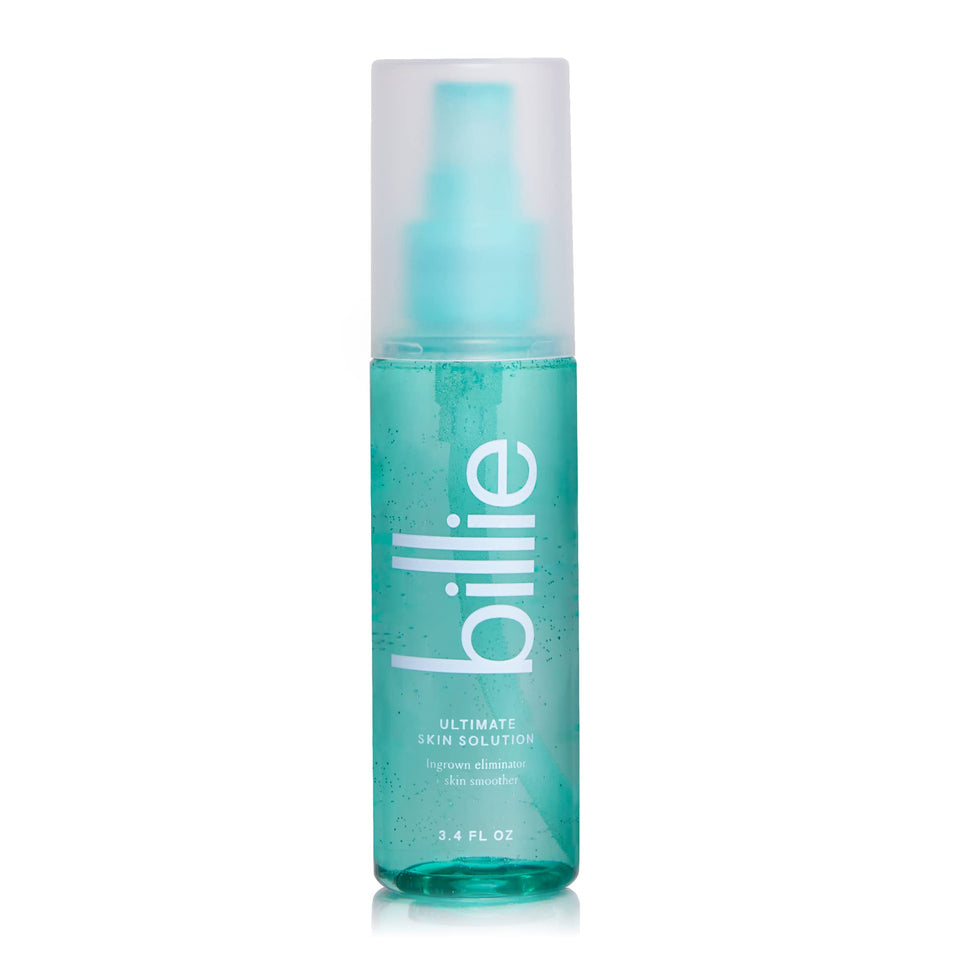 Billie front bottle view showing label and easy-to-use spray for smoother skin