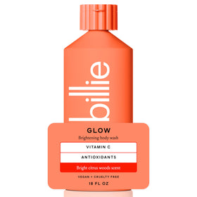 Billie front packaging showing bright citrus design and bottle benefits