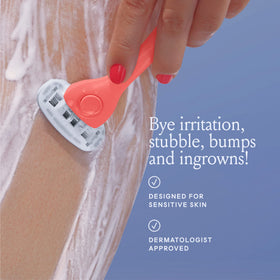 Billie handle grip detail with matte rubber for secure wet-hand holding