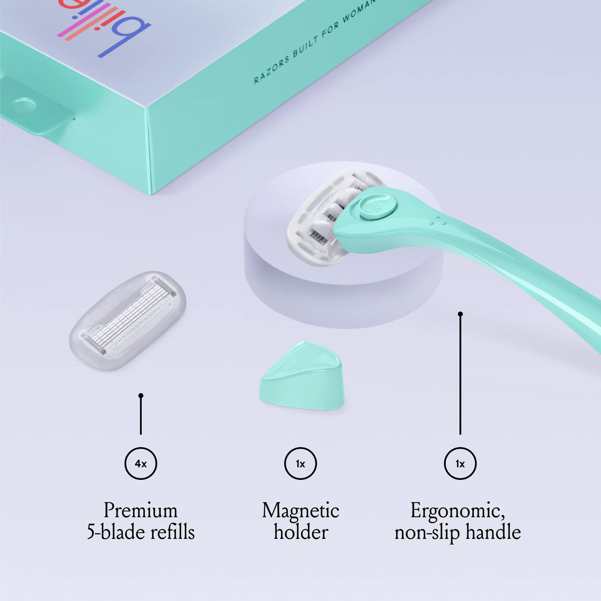 Billie handle texture and non-slip grip for secure control