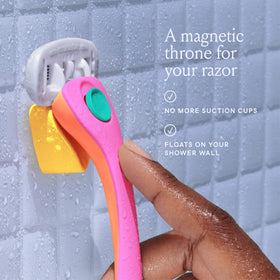 Person shaving with Billie razor demonstrating comfortable shave and contour follow