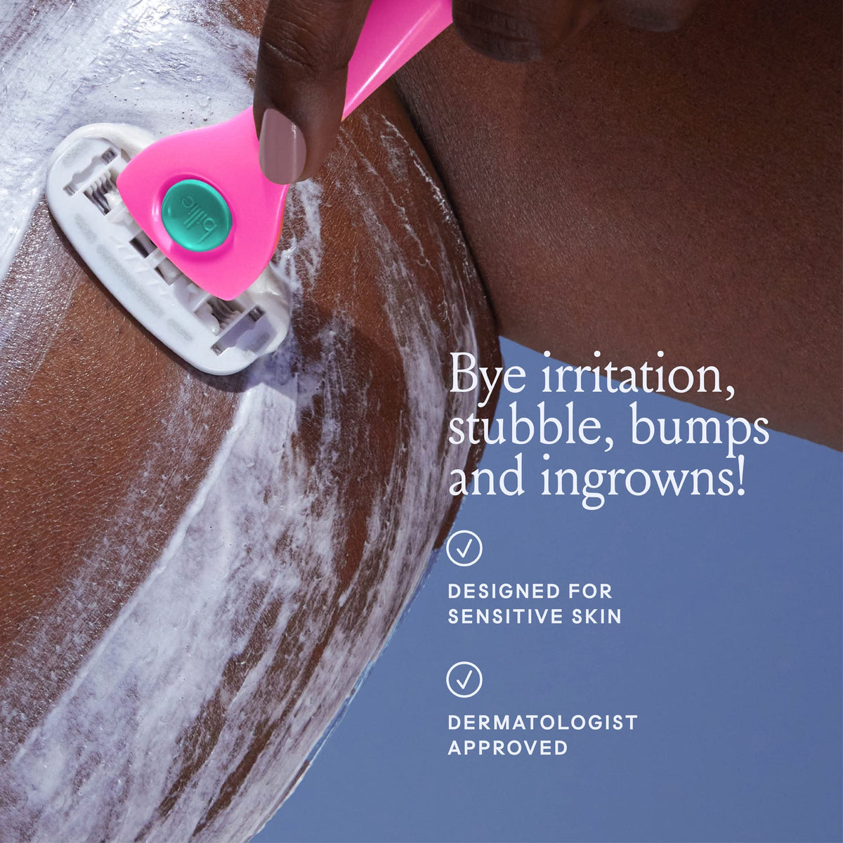 Billie cartridge mounted on handle in hand, demonstrates simple installation benefit